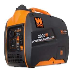 A powerful orange portable propane generator with a sturdy black metal frame, sitting outdoors on a concrete surface. The front panel features multiple labeled outlets, a fuel gauge, and a digital display indicating wattage. A clearly visible brand logo is positioned above the controls, highlighting its trusted manufacturer. Designed for emergency backup, camping, and off-grid use, delivering fuel-efficient and steady power.